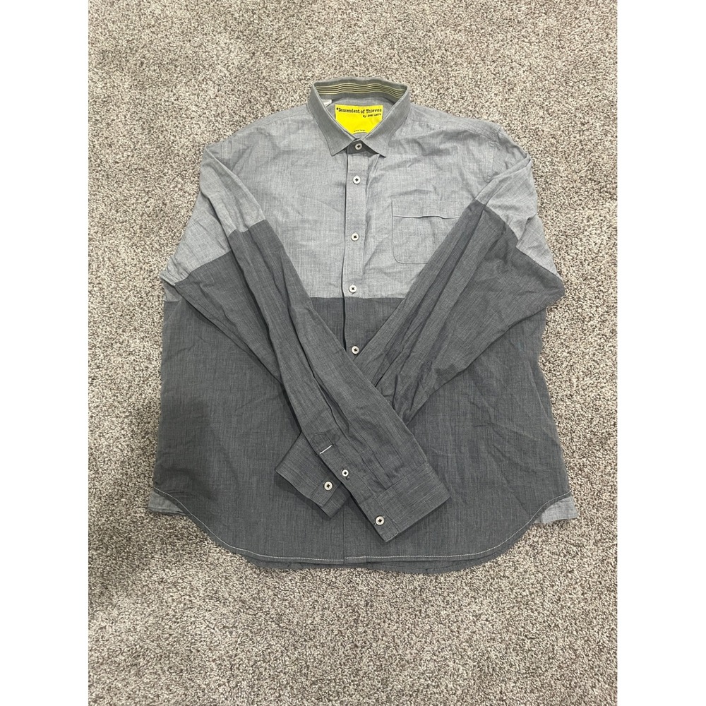 Descendant of Thieves Mens Grey Colorblock Button Down Shirt XL Limited Edition